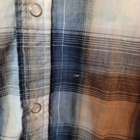 Bit & Bridle Blue Plaid Pearl Snap Button Down Long Sleeve Western Shirt Size XL - Picture 4 of 10